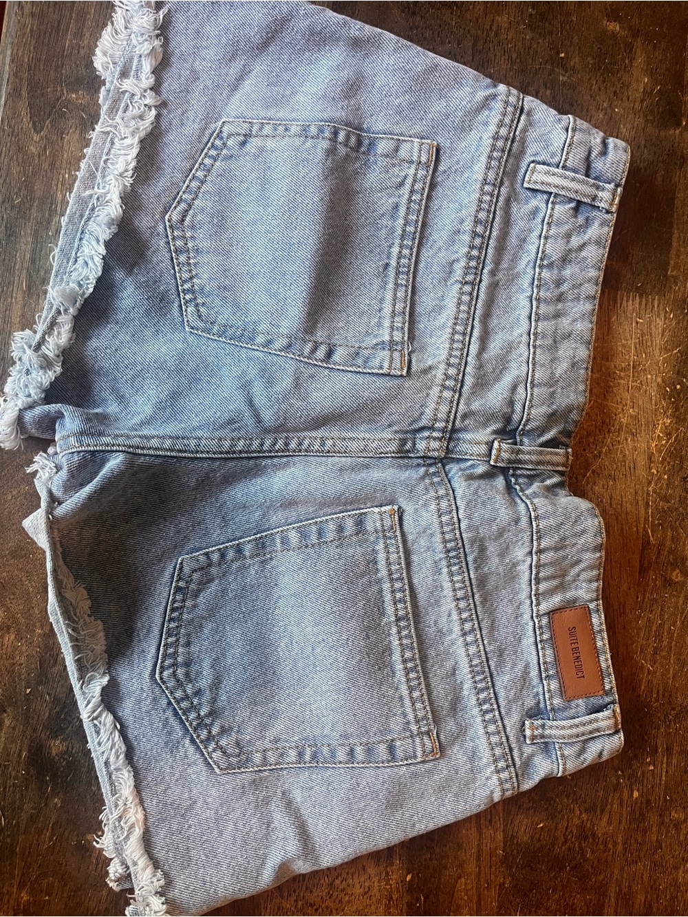 Light Wash Denim Frayed Hem Women's Jean Shorts